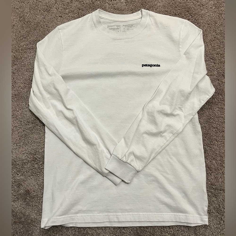 White Patagonia long sleeve tee